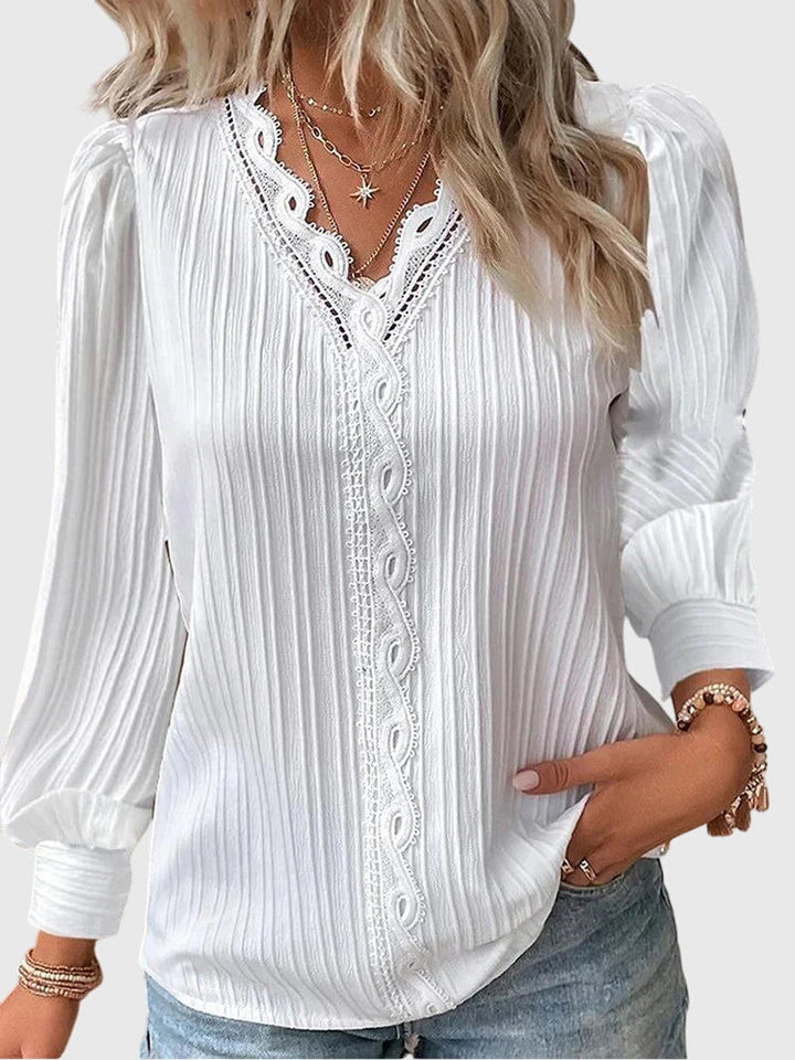 Women’s Elegant V-Neck Textured Blouse