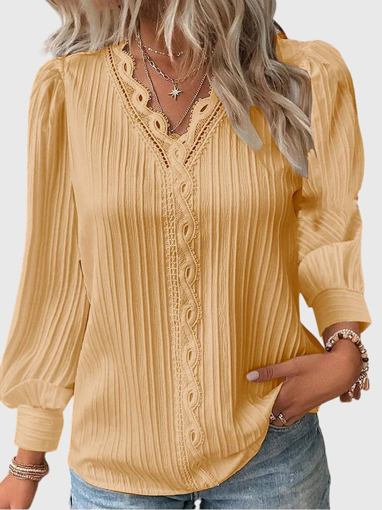Women’s Elegant V-Neck Textured Blouse