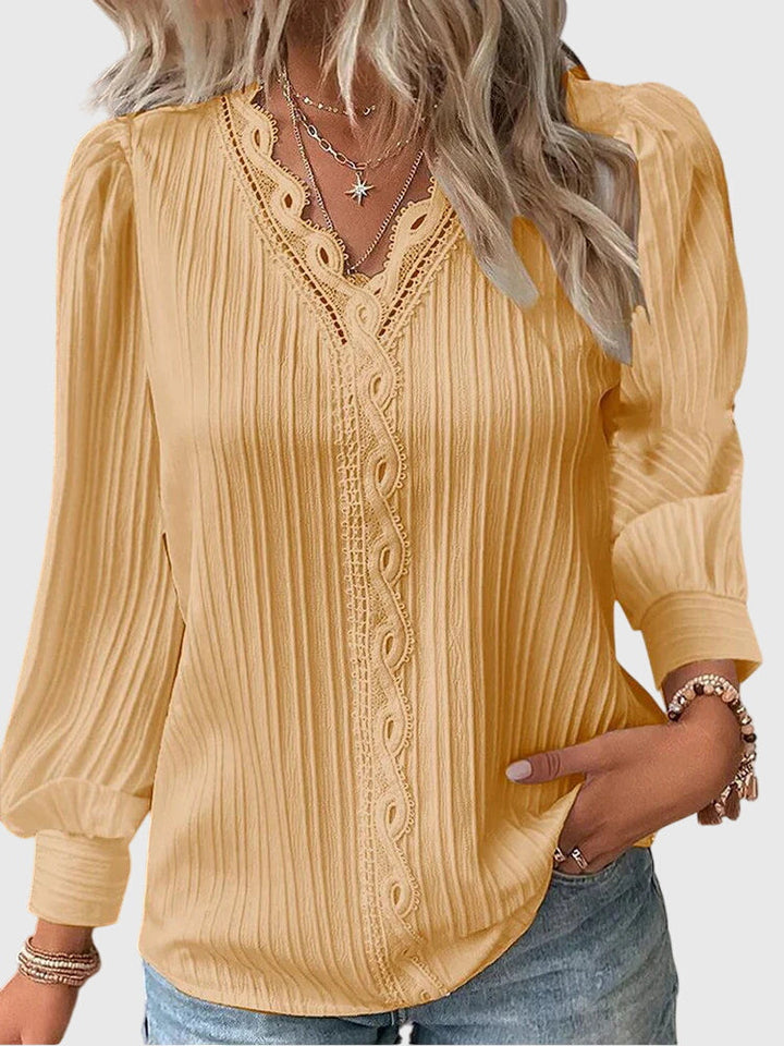 Women’s Elegant V-Neck Textured Blouse