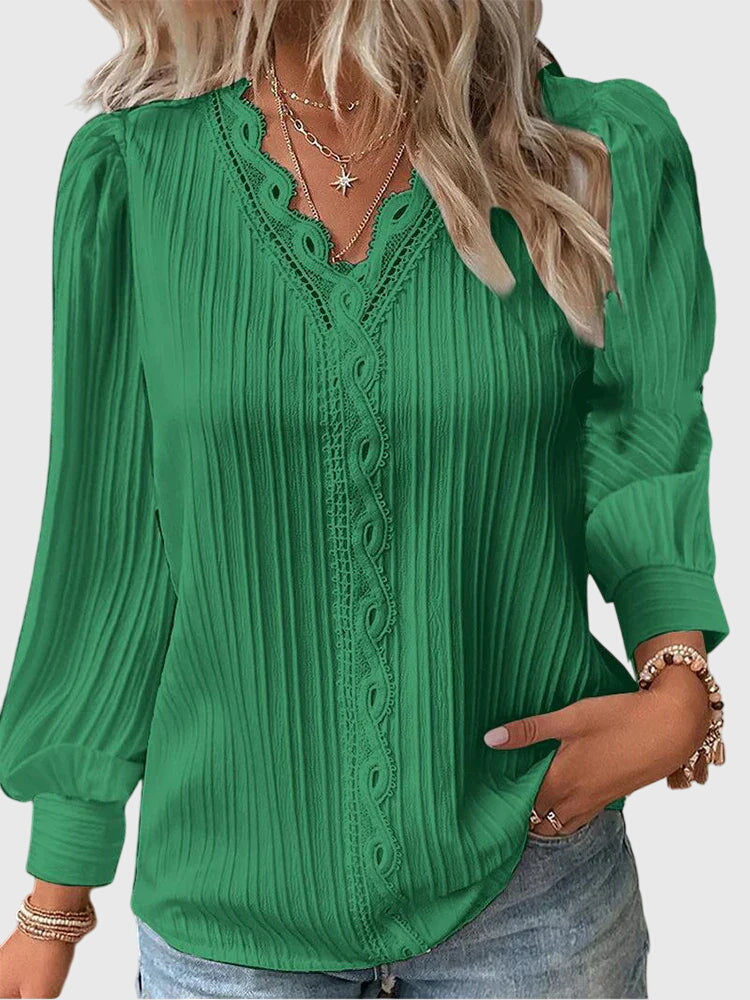 Women’s Elegant V-Neck Textured Blouse