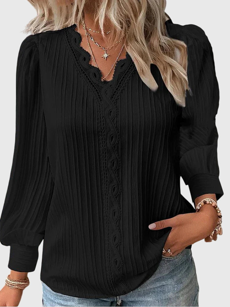 Women’s Elegant V-Neck Textured Blouse