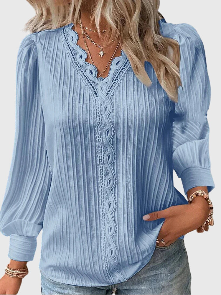Women’s Elegant V-Neck Textured Blouse