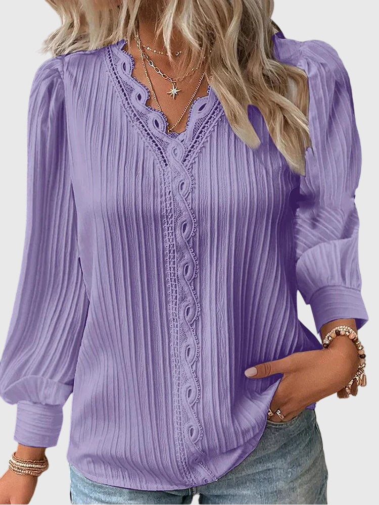 Women’s Elegant V-Neck Textured Blouse