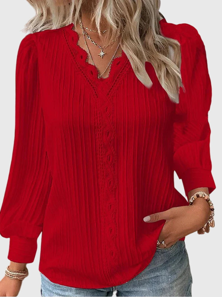 Women’s Elegant V-Neck Textured Blouse