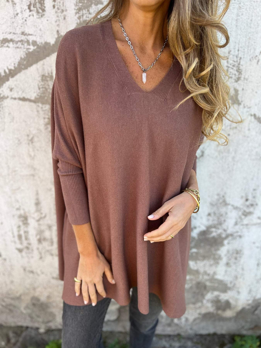 Annika | Women's Loose Fit V-Neck Knit Sweater
