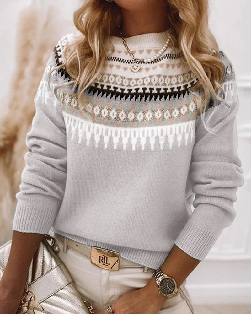 Avery | Women's Norwegian Fair Isle Round Neck Knit Sweater