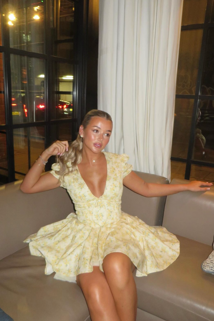 Women’s Floral A-Line Puff Sleeve Mini Dress