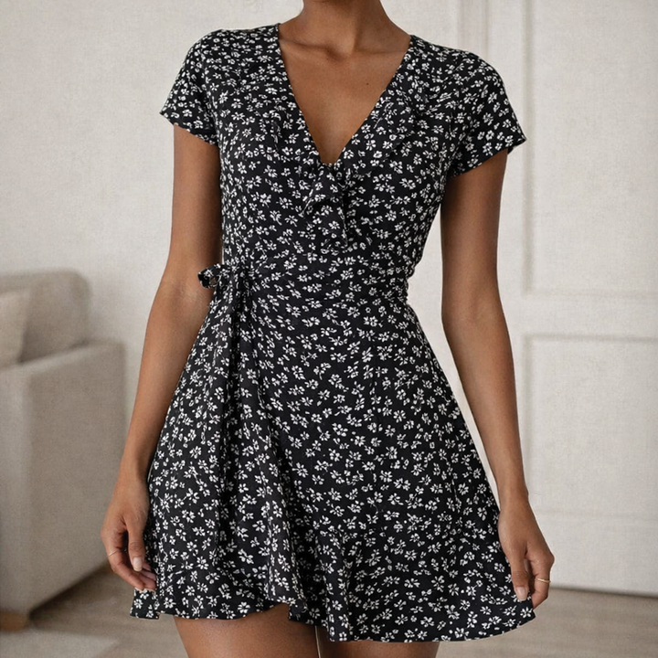 Women’s Floral Wrap Summer Mini Dress