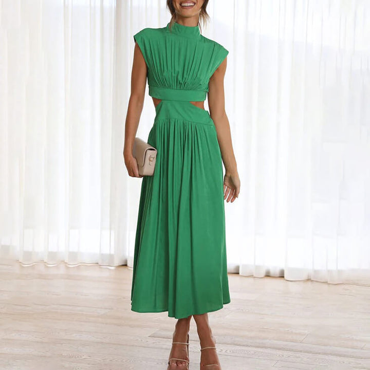Women’s High-Neck Wedding Guest Pleated Maxi Dress