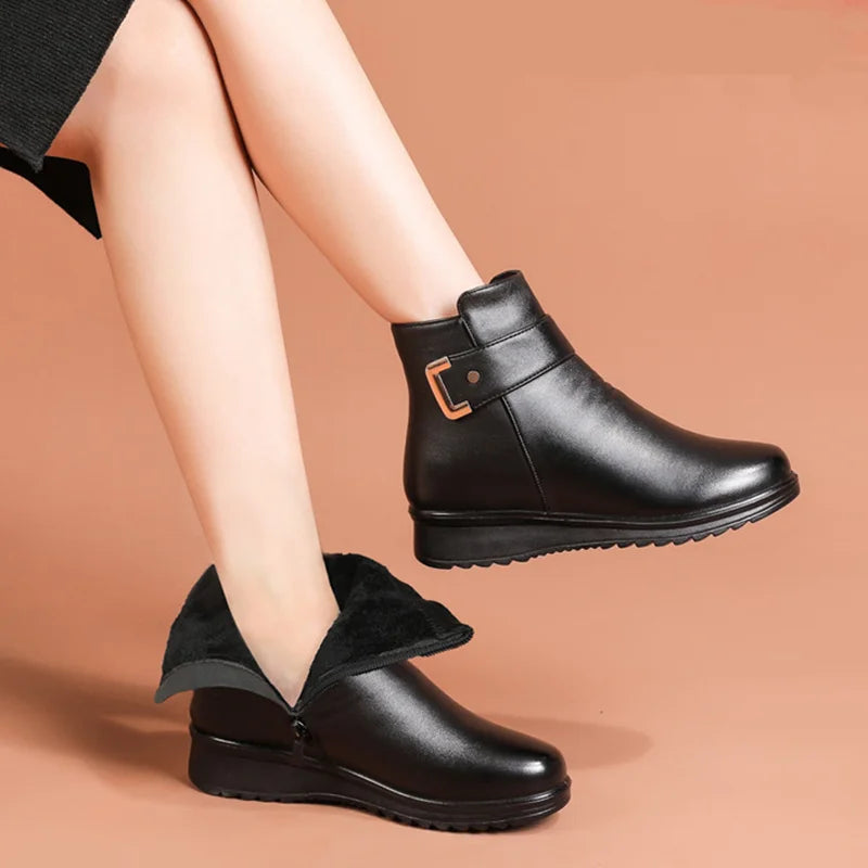 Deborah | Women's Fur-Lined Buckle Ankle Boots