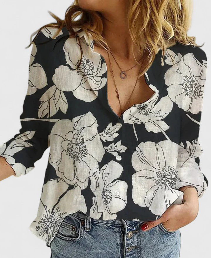 Women’s Elegant Blouse with V-Neckline
