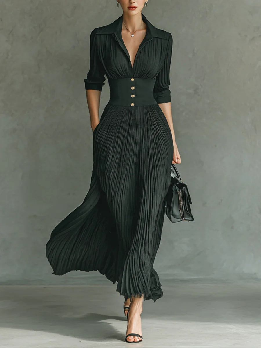 Women’s Elegant Pleated Wedding Guest Maxi Dress