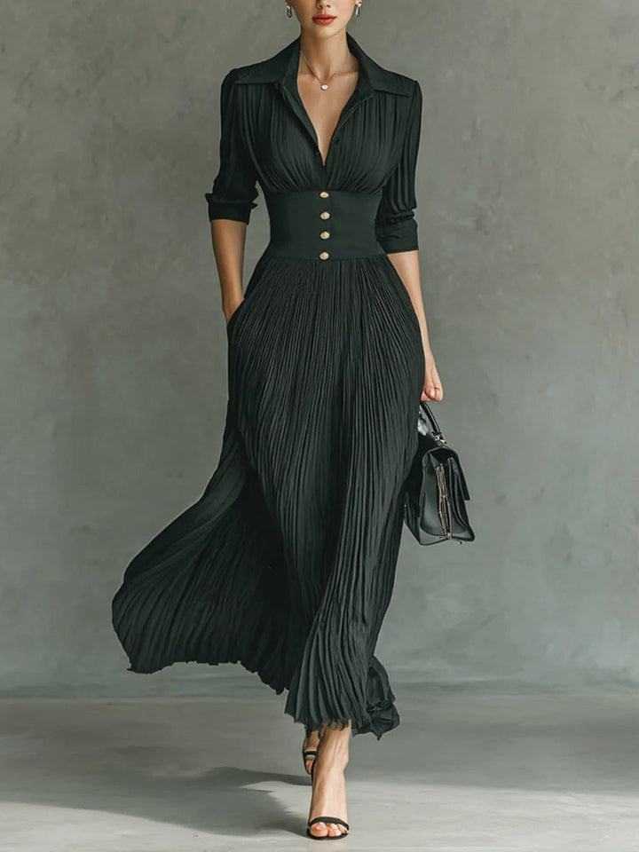 Women’s Elegant Pleated Wedding Guest Maxi Dress