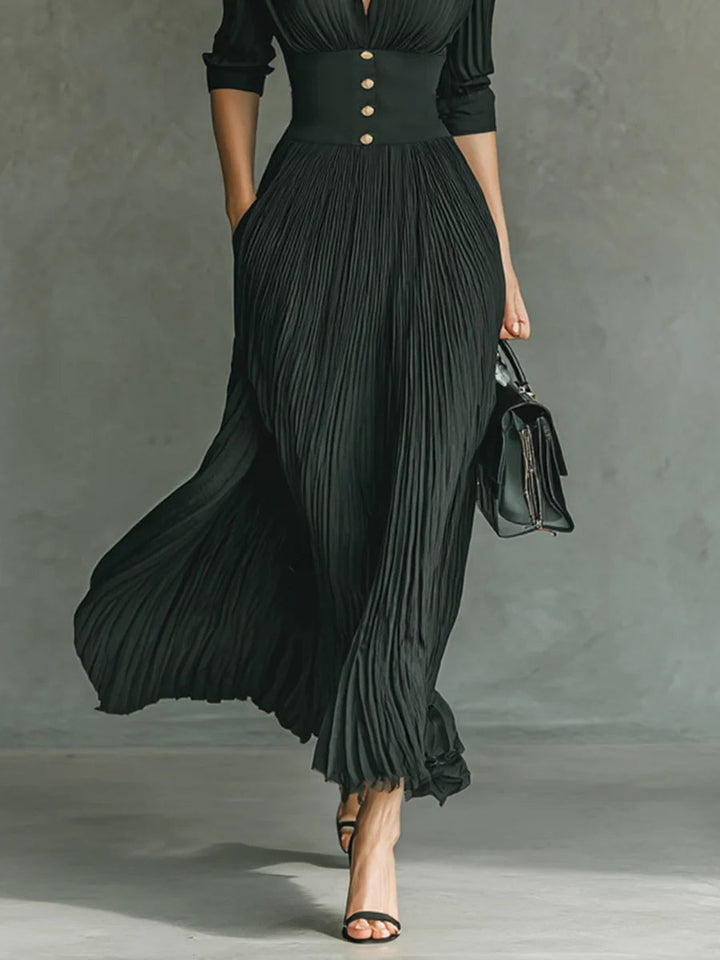 Women’s Elegant Pleated Wedding Guest Maxi Dress