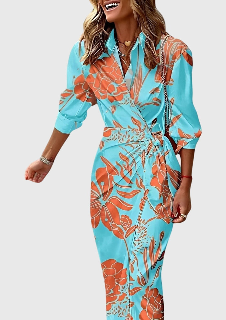 Women’s Striped Wrap Midi Dress