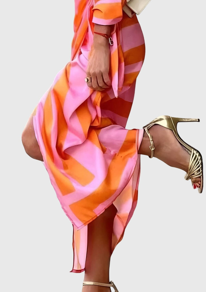 Women’s Striped Wrap Midi Dress