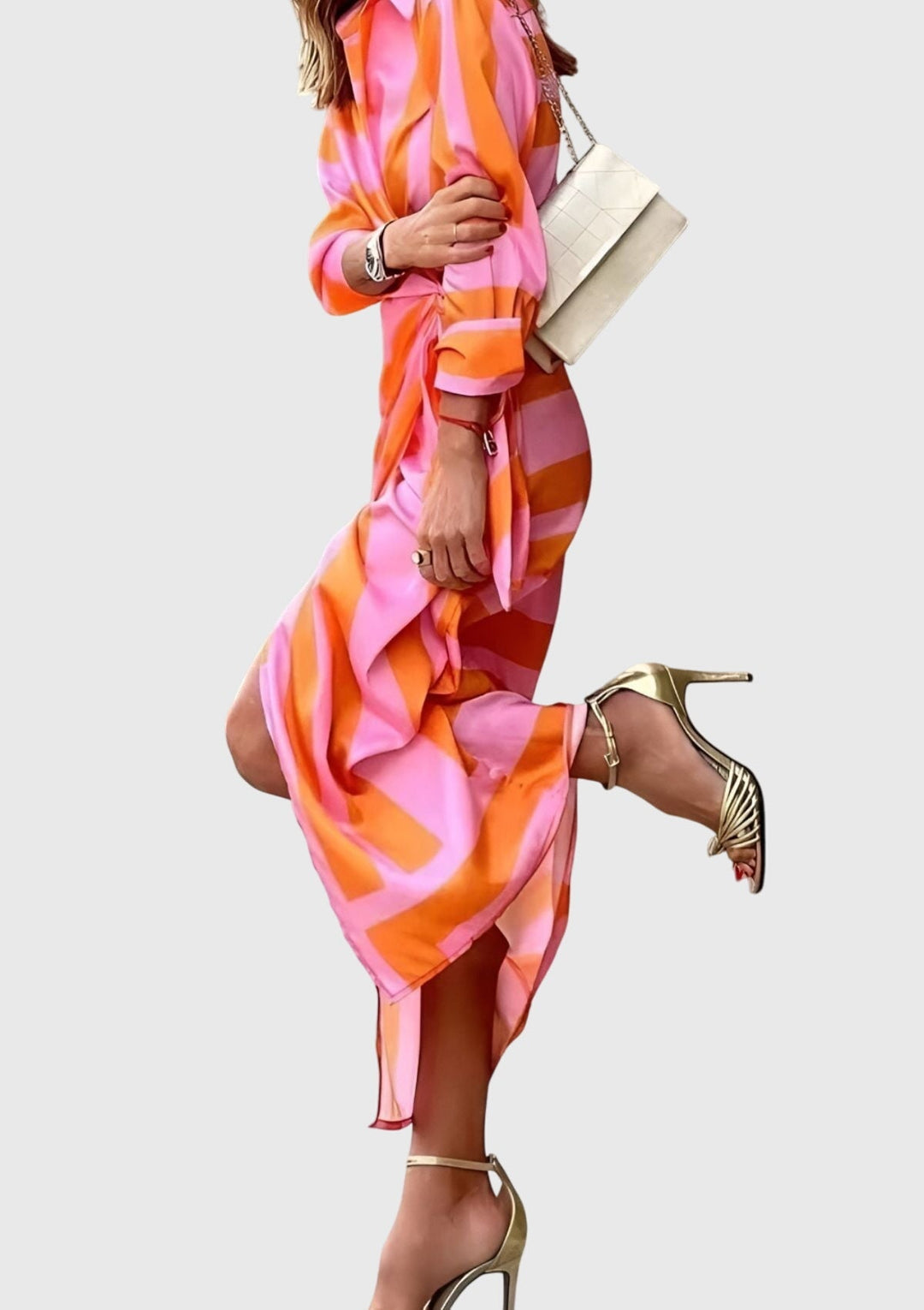 Women’s Striped Wrap Midi Dress
