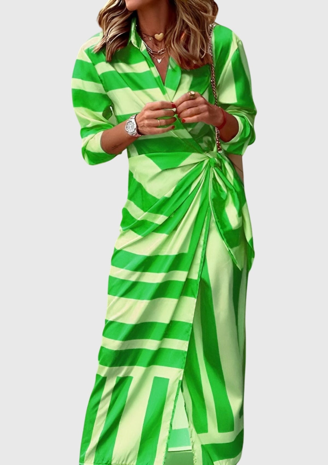 Women’s Striped Wrap Midi Dress