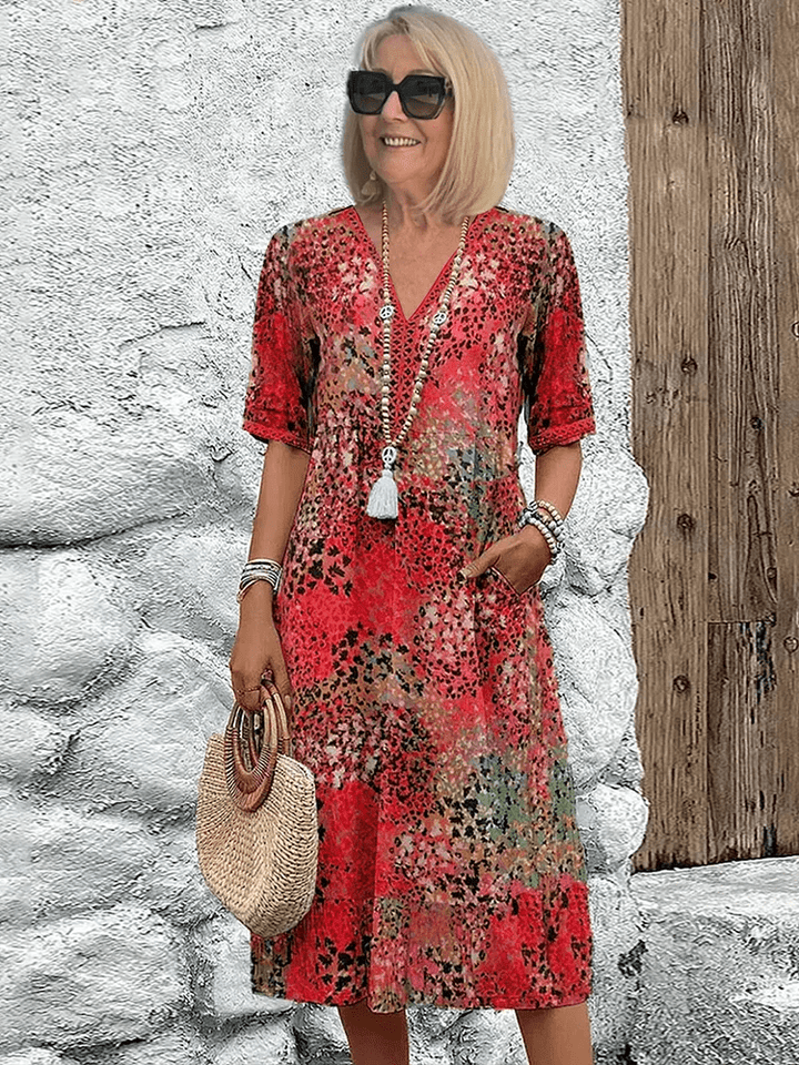 Women’s Abstract Print Summer Midi Dress