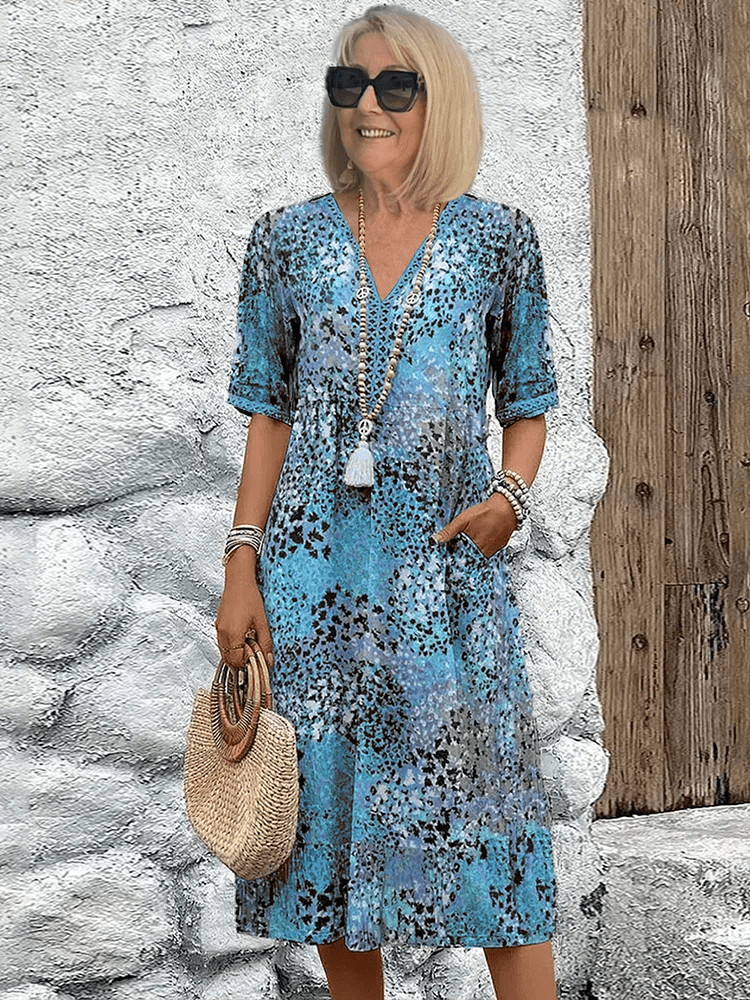 Women’s Abstract Print Summer Midi Dress