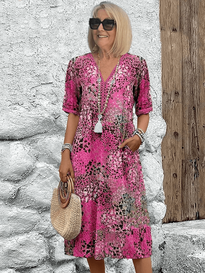 Women’s Abstract Print Summer Midi Dress