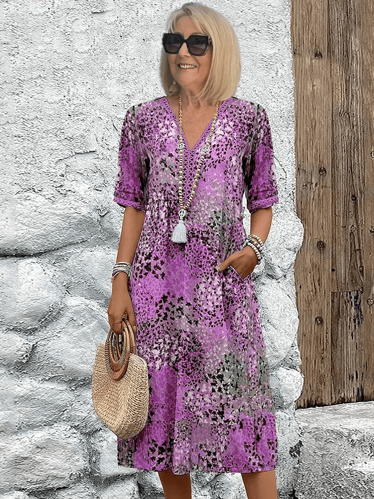 Women’s Abstract Print Summer Midi Dress