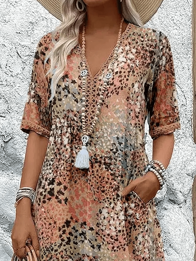 Women’s Abstract Print Summer Midi Dress