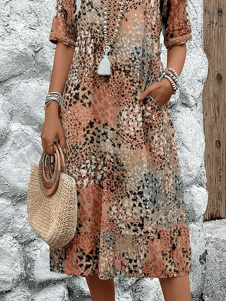 Women’s Abstract Print Summer Midi Dress