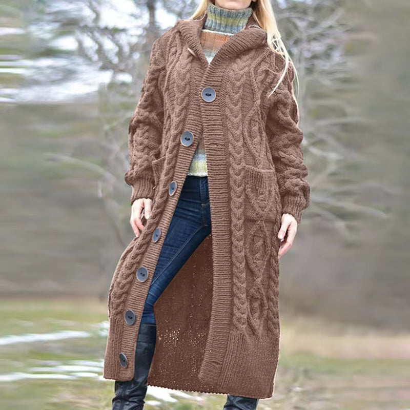 Harlow | Women's Knit Hooded Button-Down Oversized Cardigan Sweater