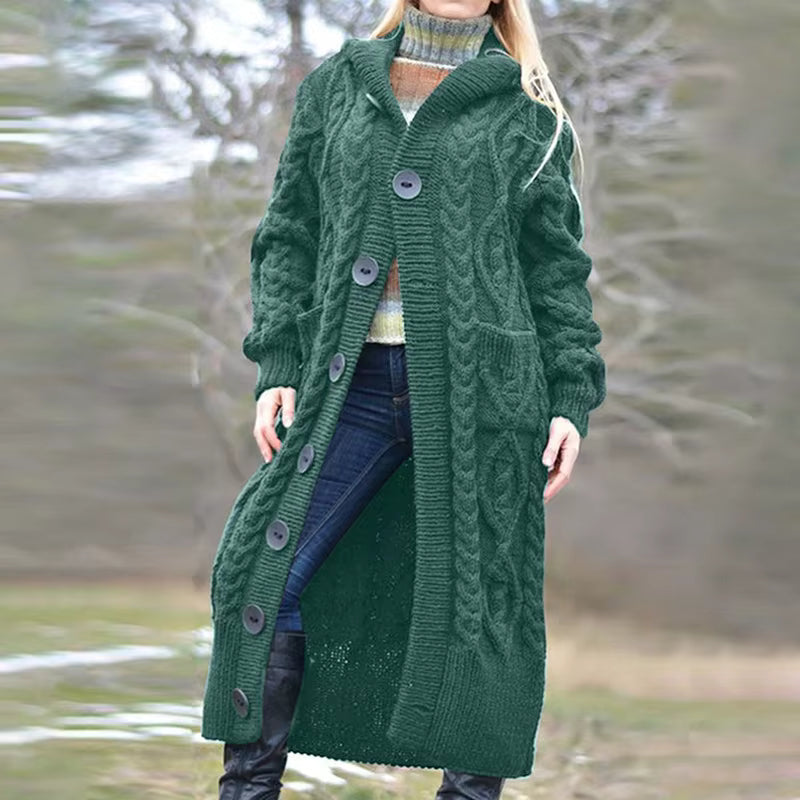 Harlow | Women's Knit Hooded Button-Down Oversized Cardigan Sweater