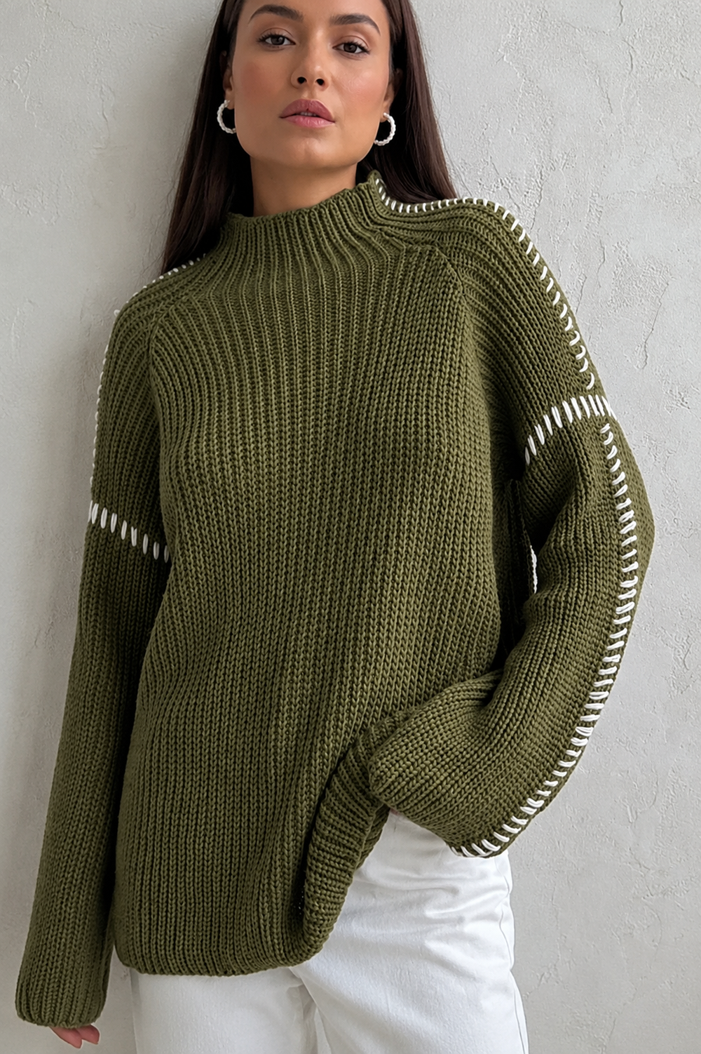 Isabella | Women's Chunky Oversized Mock Neck Sweater