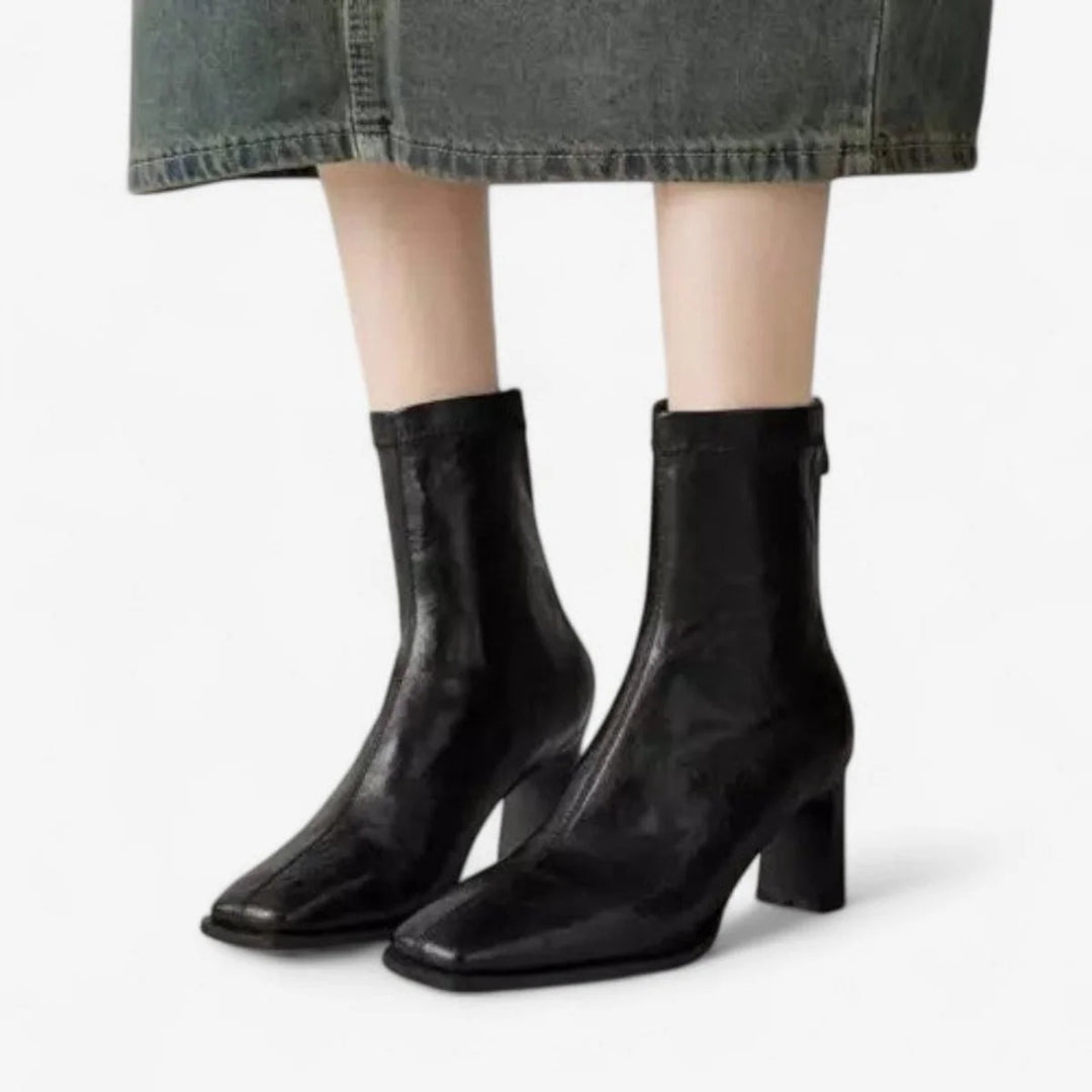 Ivy | Women's Block-Heel Square-Toe Back-Zip Ankle Boots