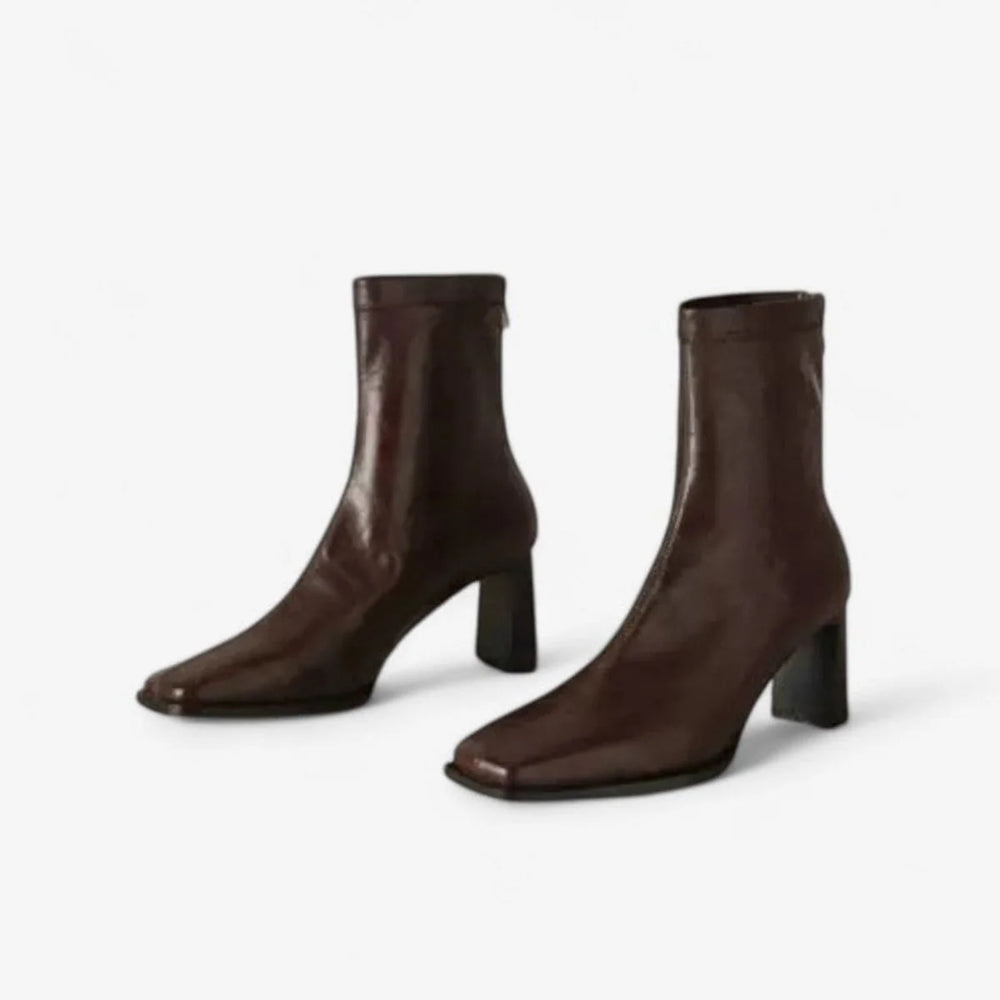 Ivy | Women's Block-Heel Square-Toe Back-Zip Ankle Boots