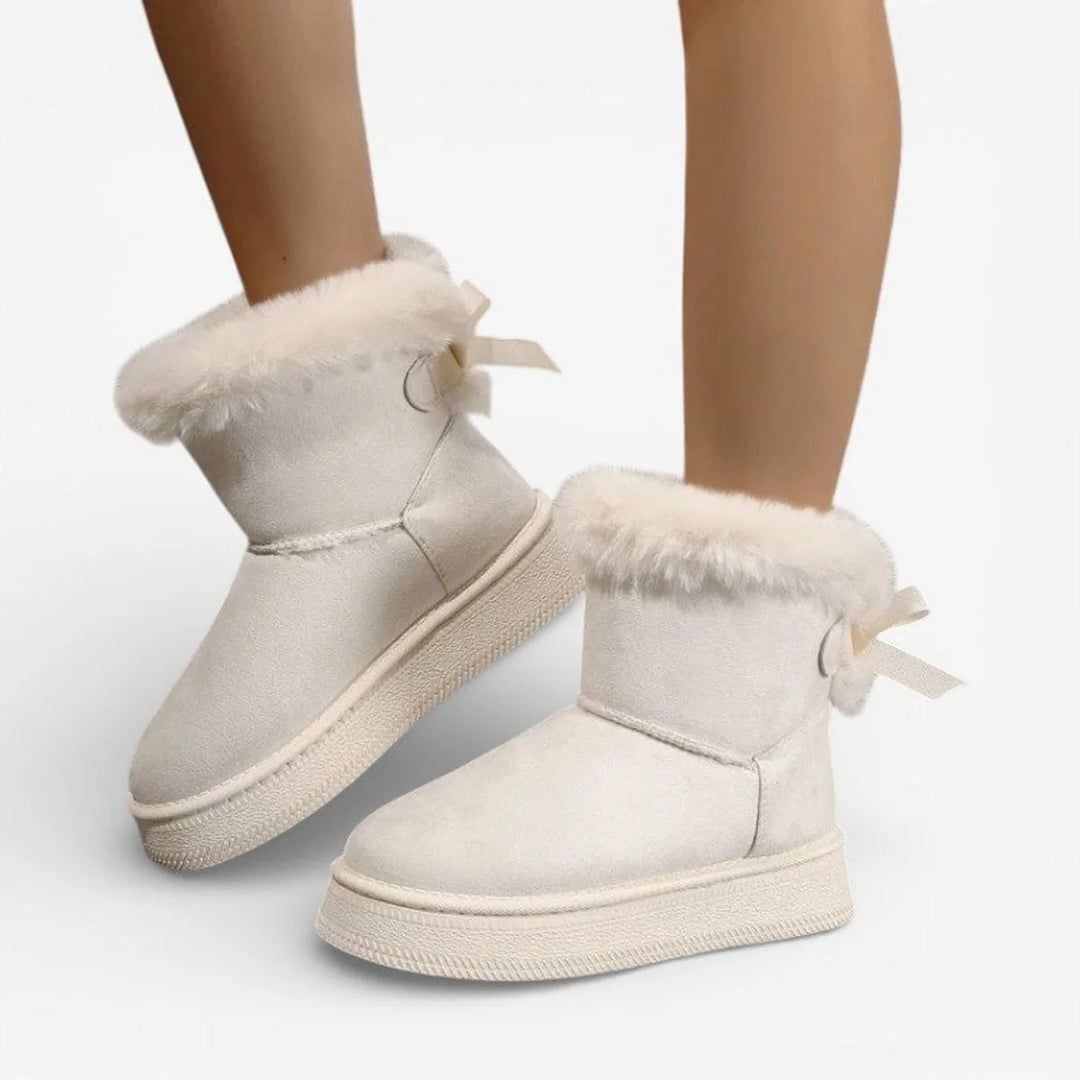 Ivy | Women's Faux Fur Trim Flat Ankle Boots