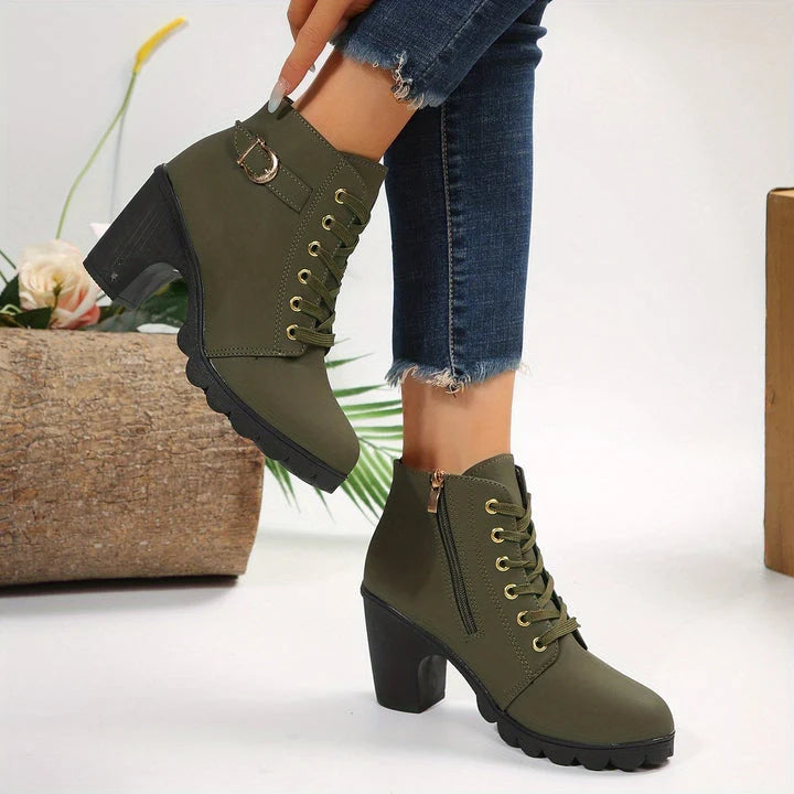 Ivy | Women's Leather Block Heel Ankle Boots