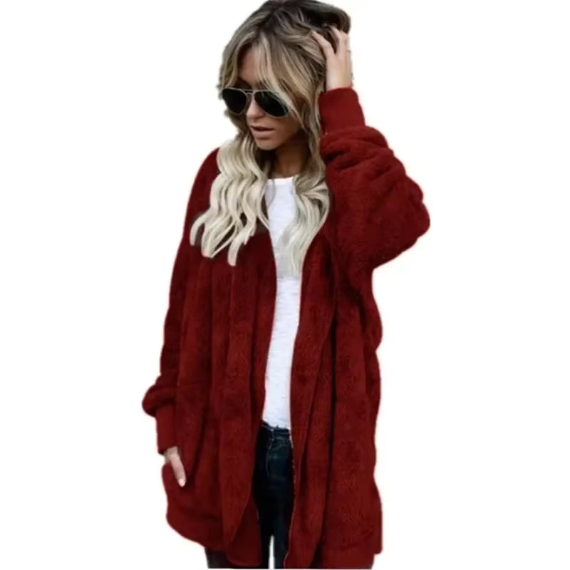 Ivy | Women's Plus Size Oversized Fleece Hooded Cardigan Jacket