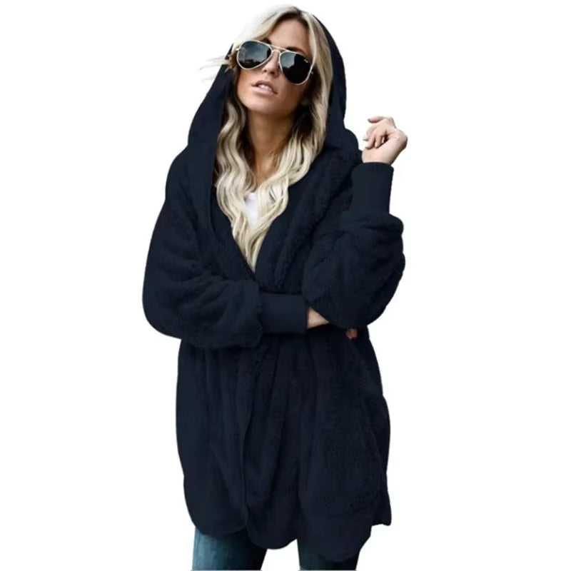 Ivy | Women's Plus Size Oversized Fleece Hooded Cardigan Jacket