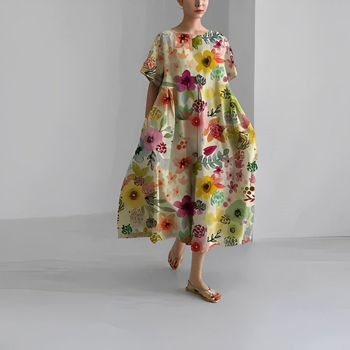 Women’s Relaxed Fit Floral Print Midi Dress
