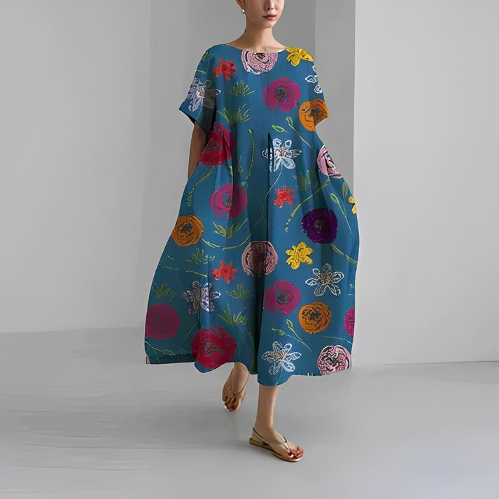 Women’s Relaxed Fit Floral Print Midi Dress