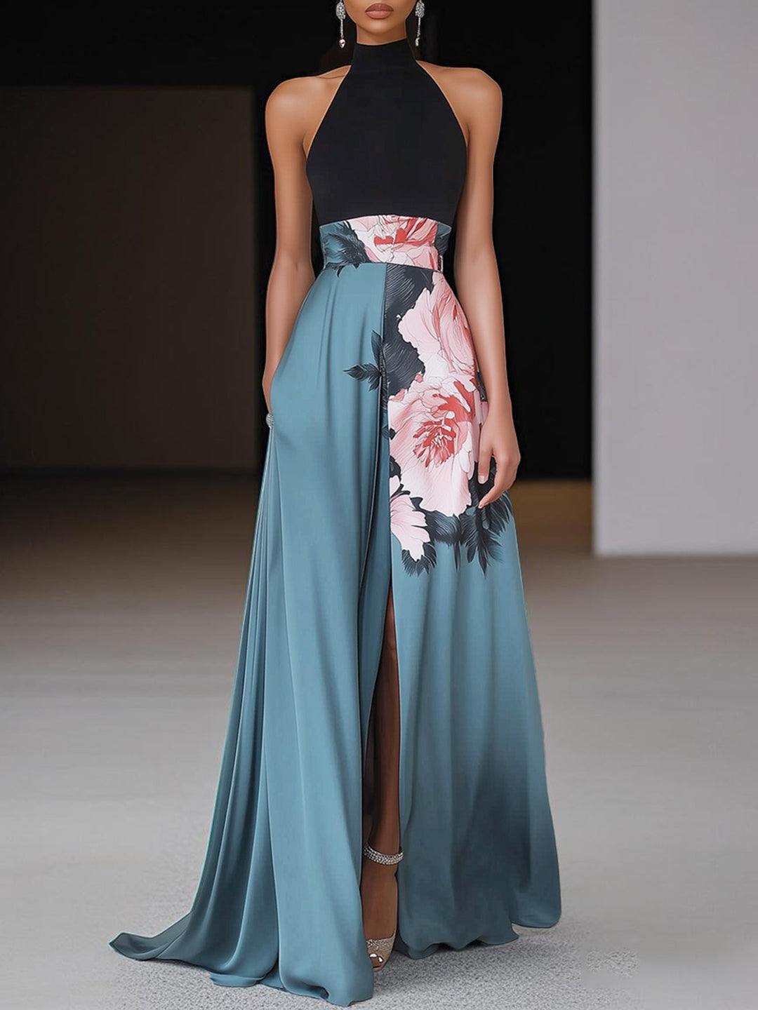 Women’s Elegant A-Line Wedding Guest Maxi Dress