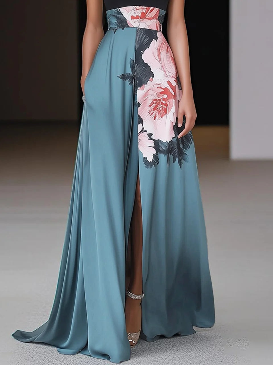 Women’s Elegant A-Line Wedding Guest Maxi Dress