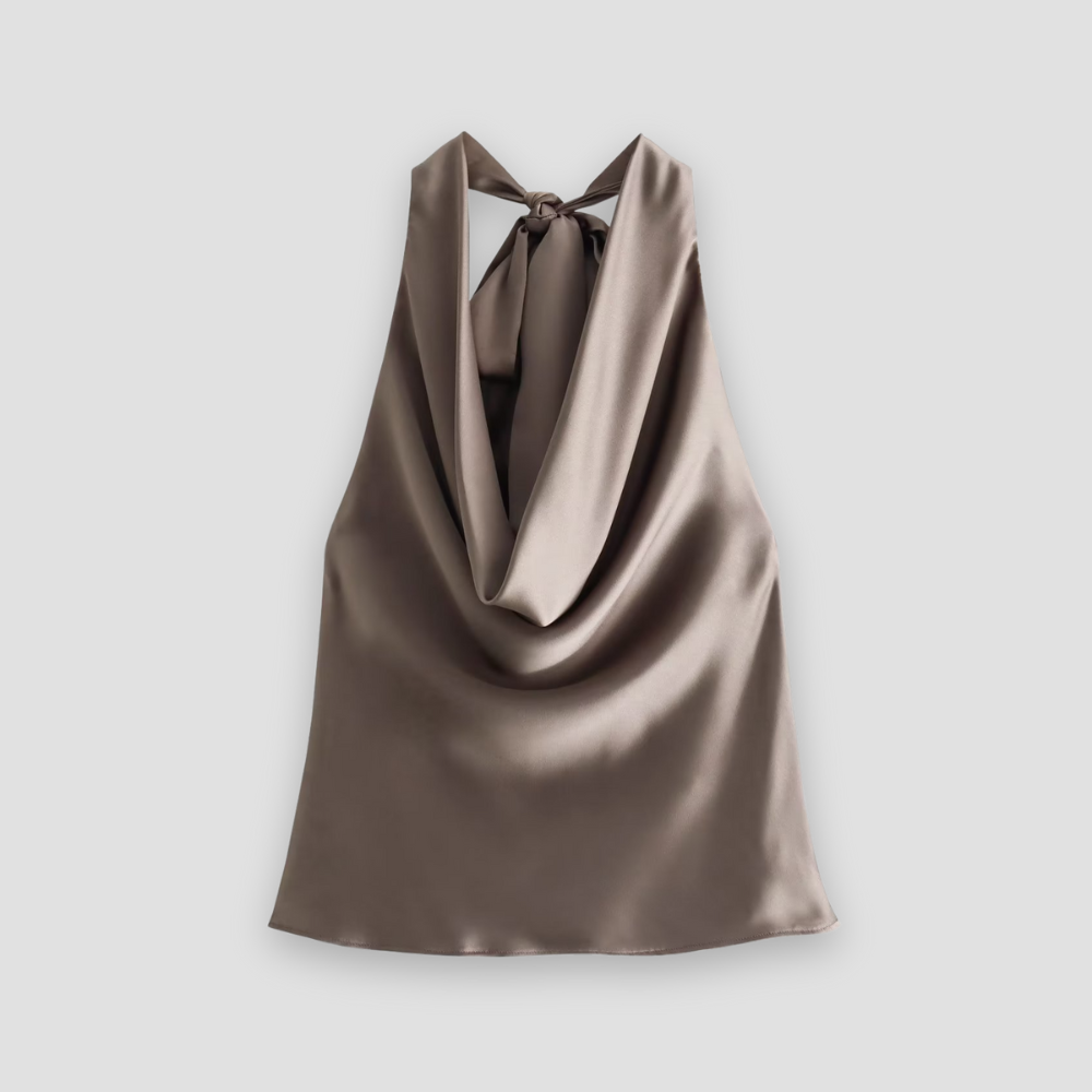 Women’s Halter Neck Draped Satin Top