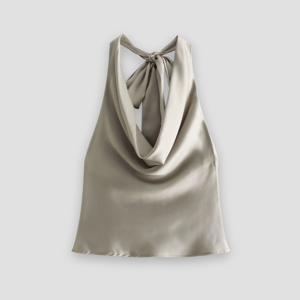 Women’s Halter Neck Draped Satin Top