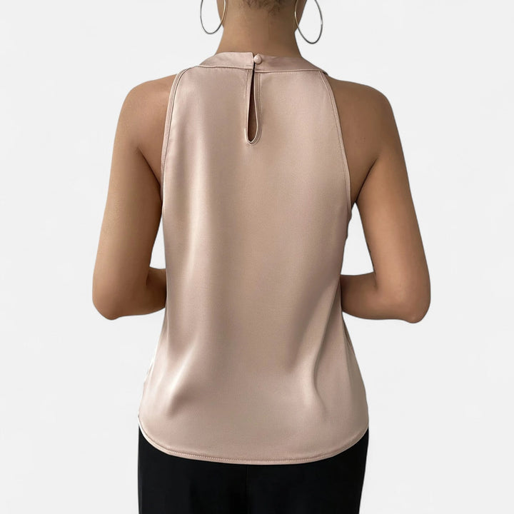 Women’s Elegant Pleated Front Draped Satin Top
