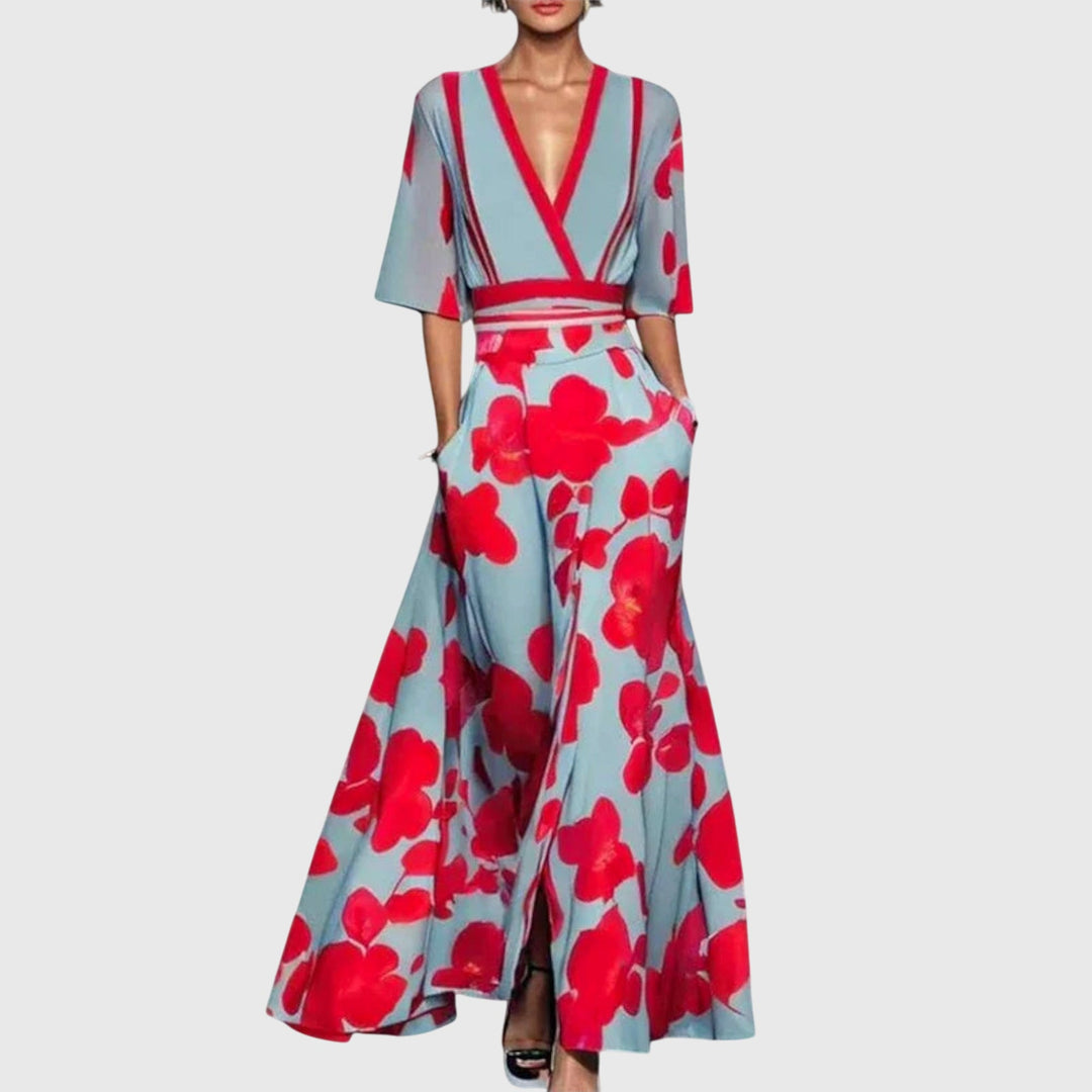 Women’s Elegant Floral Wrap Maxi Dress