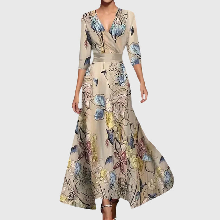Women’s Elegant Floral Wrap Maxi Dress