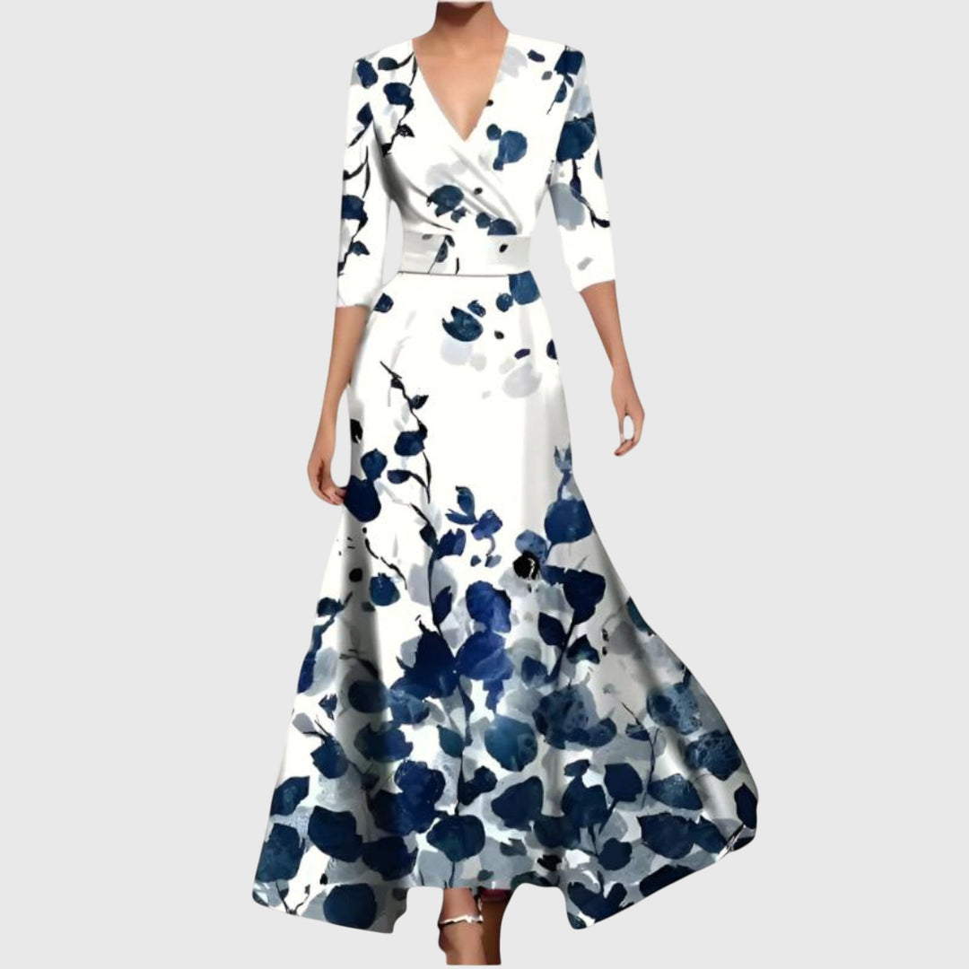 Women’s Elegant Floral Wrap Maxi Dress