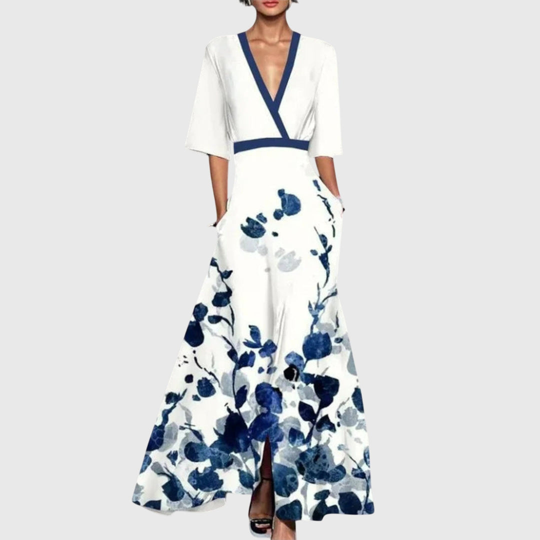 Women’s Elegant Floral Wrap Maxi Dress