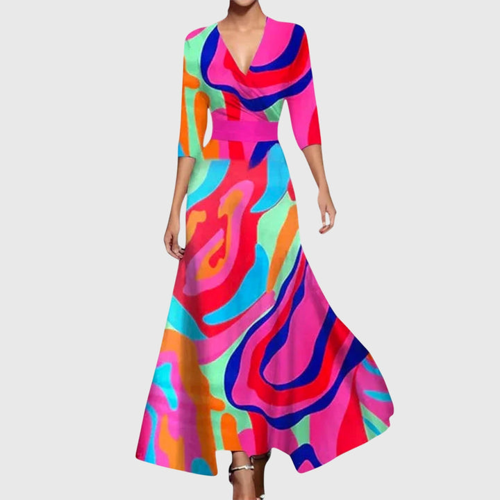Women’s Elegant Floral Wrap Maxi Dress