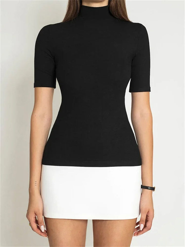 Women’s High Neck Contrast Bodycon Mini Dress